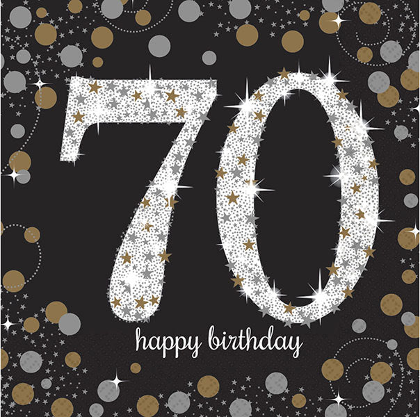 70th Gold Celebration Birthday Napkins 16pk