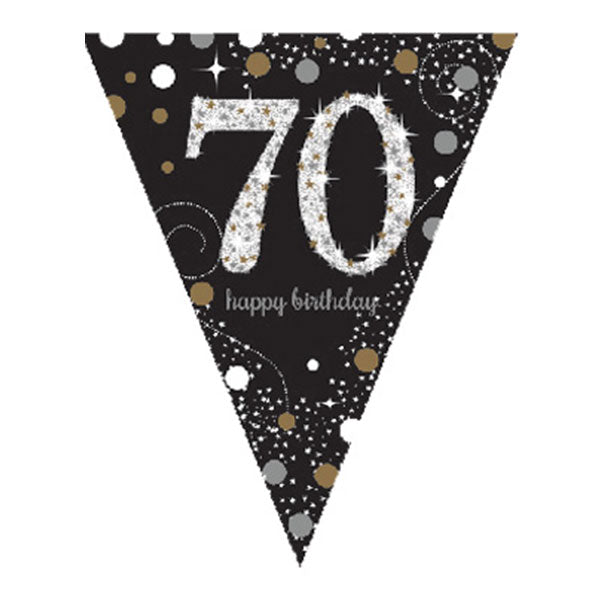 Happy Birthday 70th Gold Celebration Pennant Banner