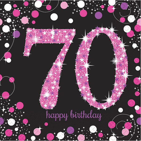 70th Pink Celebration Birthday Napkins 16pk