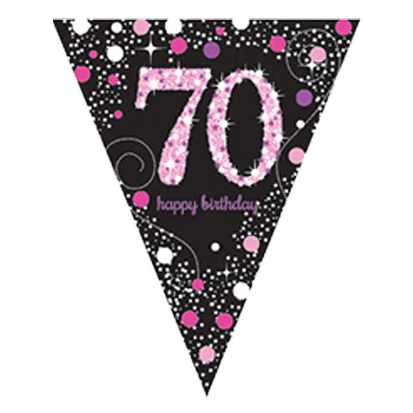 Happy Birthday 70th Pink Celebration Pennant Banner