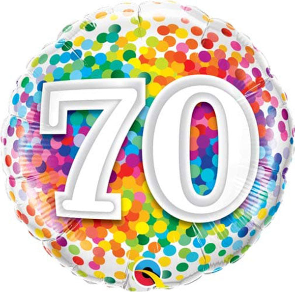 18" Age 70th Birthday Confetti Foil Balloon