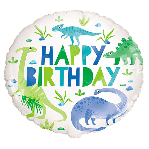 18" Happy Birthday Dinosaur Foil Balloon