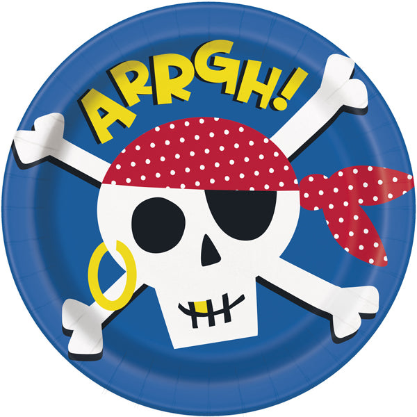 Ahoy Pirate Paper Party Plates 8pk