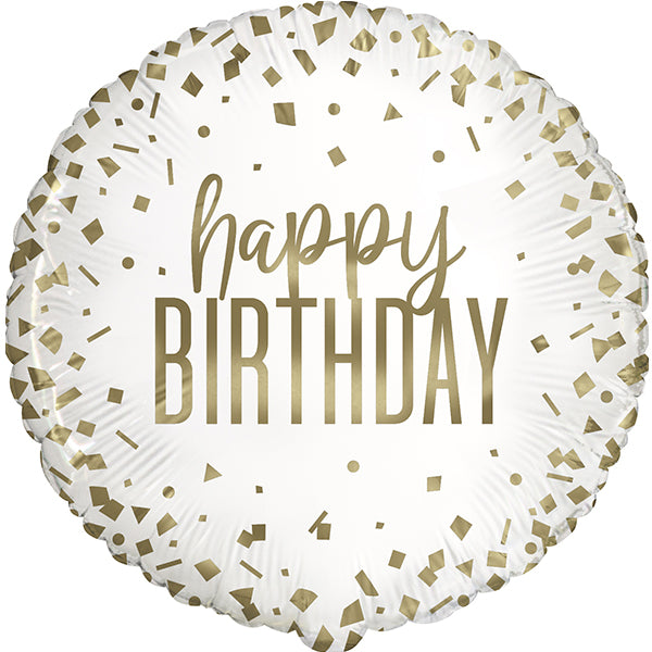 18" Gold Confetti Happy Birthday Foil Balloon