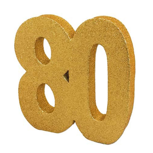 80th Gold Glitter Table Decoration