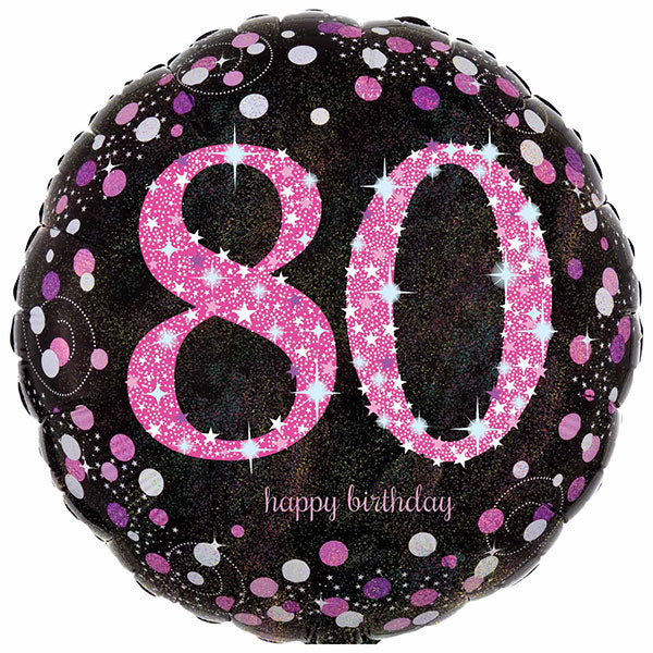 18" Pink Celebration 80th Birthday Foil Balloon