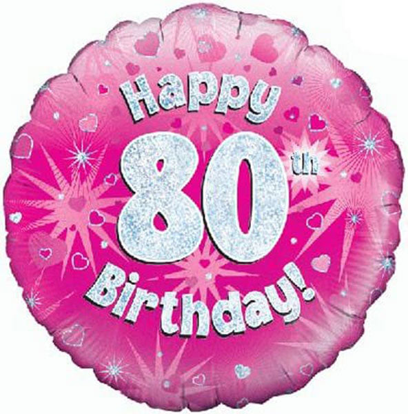 18" Happy 80th Birthday Pink Foil Balloon