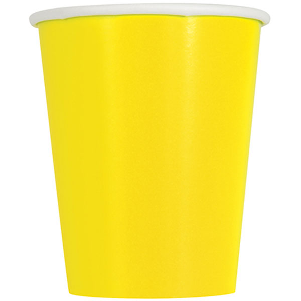 Neon Yellow Paper Cups 8pk
