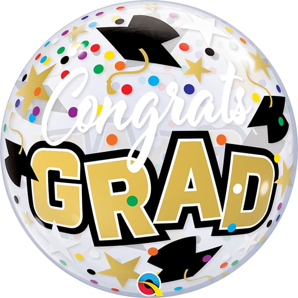 22" Congrats Grad Stars & Dots Bubble Balloon
