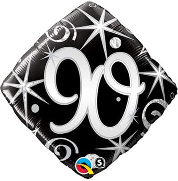 18" 90th Elegant Sparkles & Swirls Foil Balloon