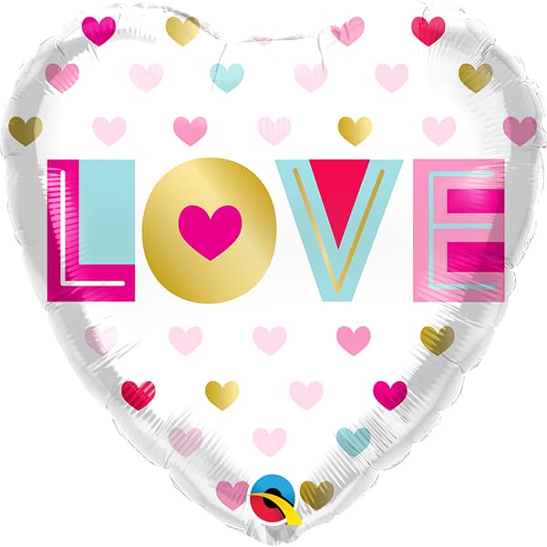 18" Love Metallic Hearts Foil Balloon