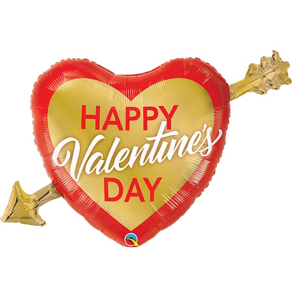 Valentines Day Golden Arrow Hearts Balloon