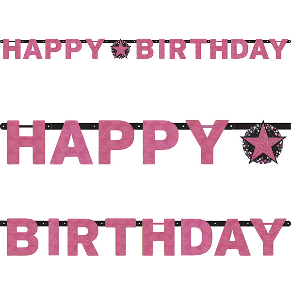 Happy Birthday Pink Celebration Letter Banner