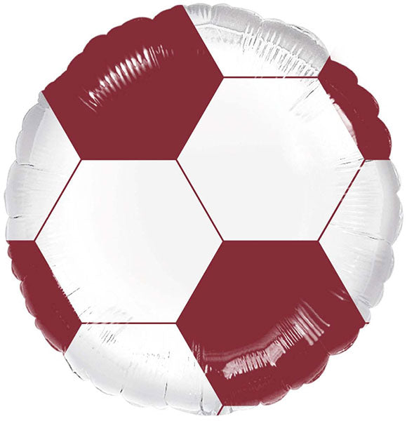 18" Maroon & White Football Foil Balloon