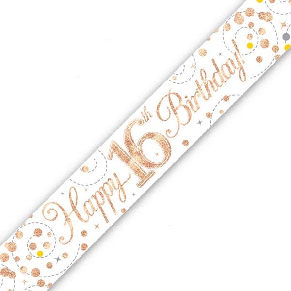 Happy 16th Birthday Sparkling Fizz Banner