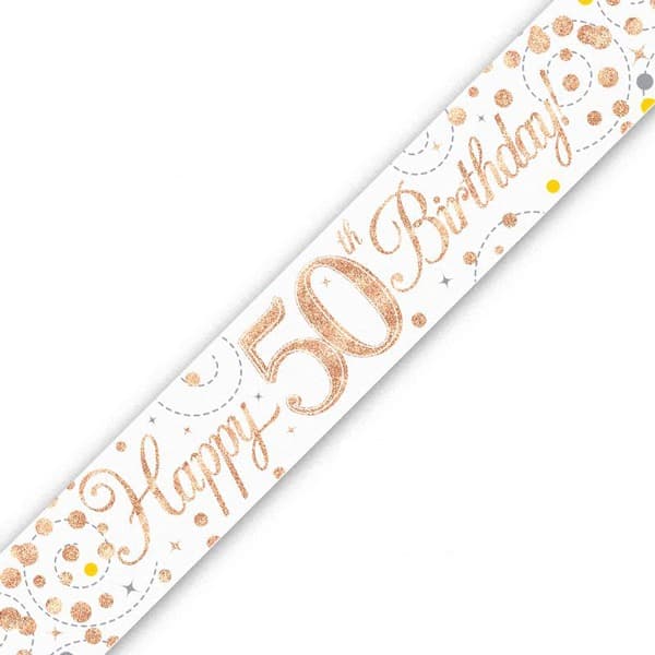 Happy 50th Birthday Sparkling Fizz Banner