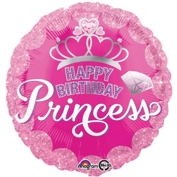 18" Princess Gem Crown Happy Birthday Foil Balloon
