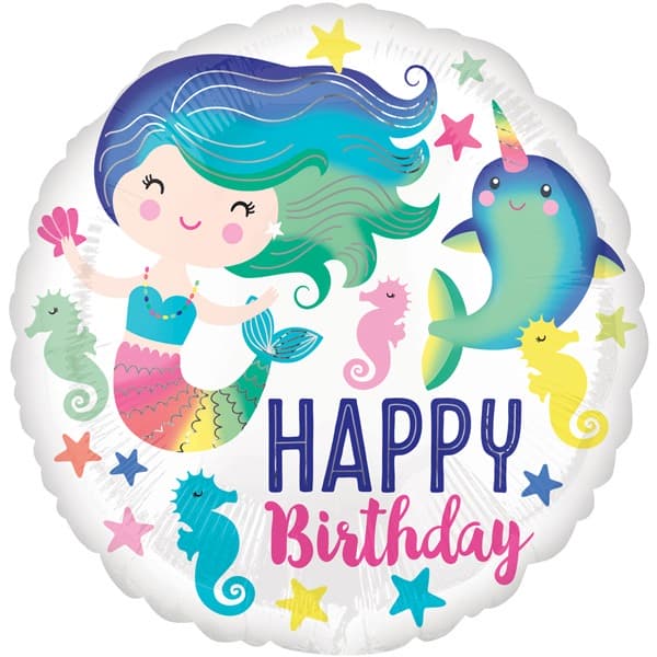 18" Sea Life Foil Happy Birthday Foil Balloon