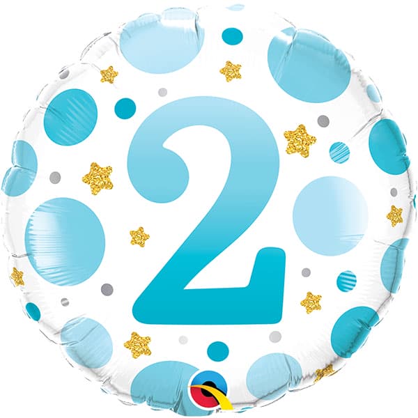 18" Age 2 Blue Dots Birthday Foil Balloon