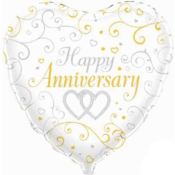 18" Anniversary Linked Hearts Foil Balloon