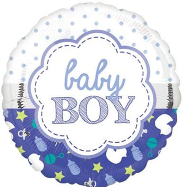 18" Baby Boy Scallop Foil Balloon