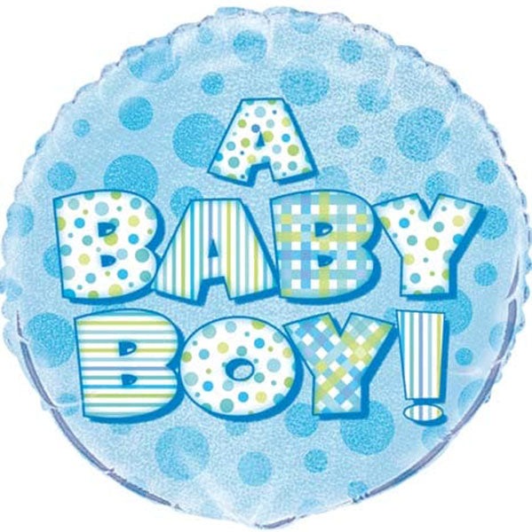 18" Baby Boy Prismatic Foil Balloon