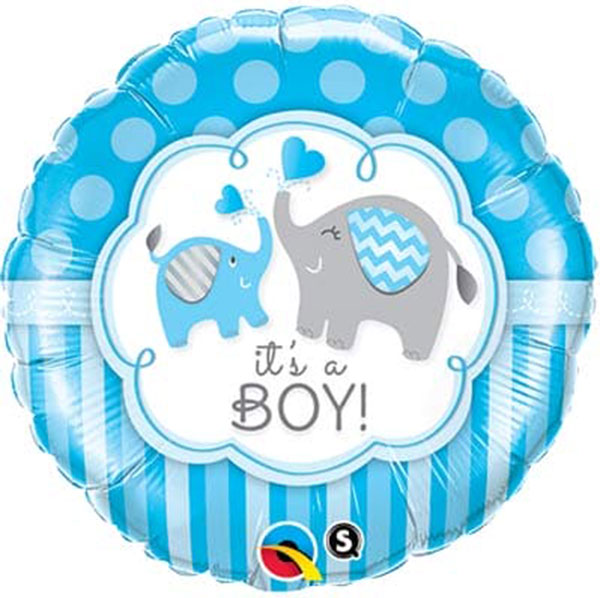 18" Its A Boy Elephant Foil Balloon