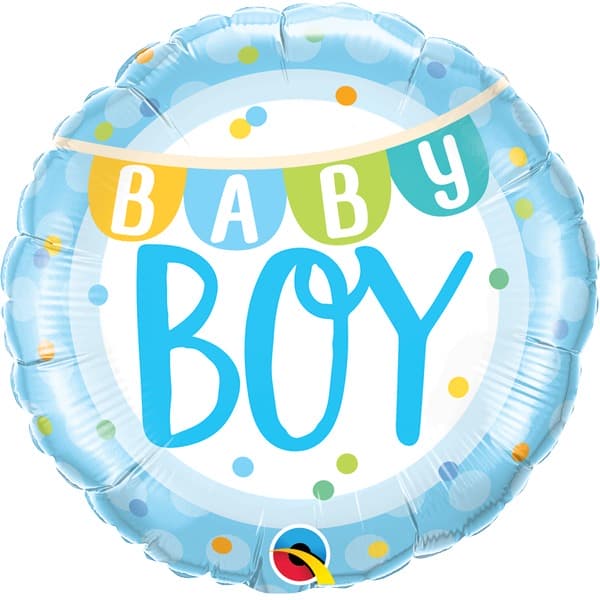 18" Baby Boy Banner & Dots Foil Balloon