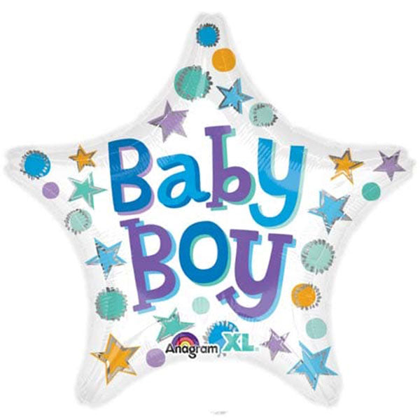 18" Baby Boy Stars Foil Balloon