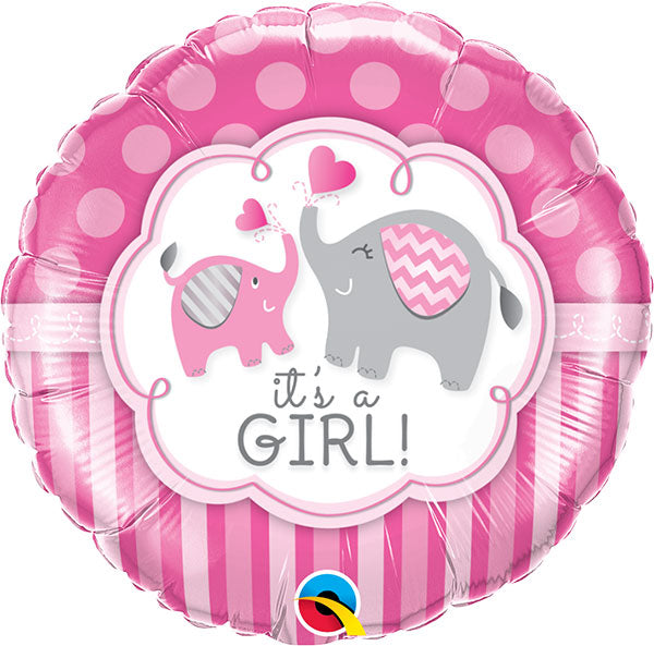 18" Its A Girl Elephant Foil Balloon