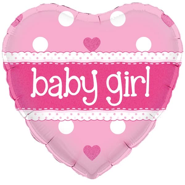 18" Baby Girl Heart Foil Balloon