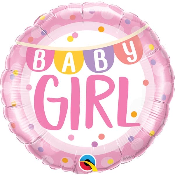 18" Baby Girl Banner & Dots Foil Balloon