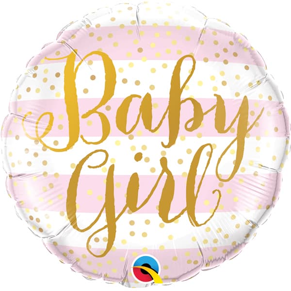 18" Baby Girl Stripes Foil Balloon