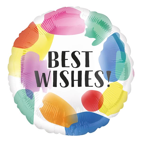 18" Best Wishes Painted Swoosh Foil Balloon