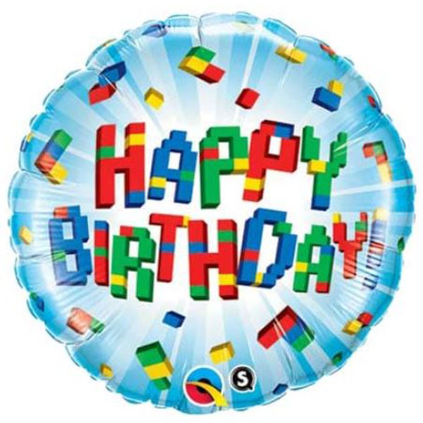 18" Birthday Exploding Blocks Foil Balloon