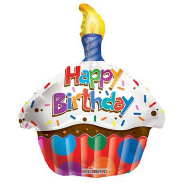 18" Happy Birthday Cupcake Foil Balloon