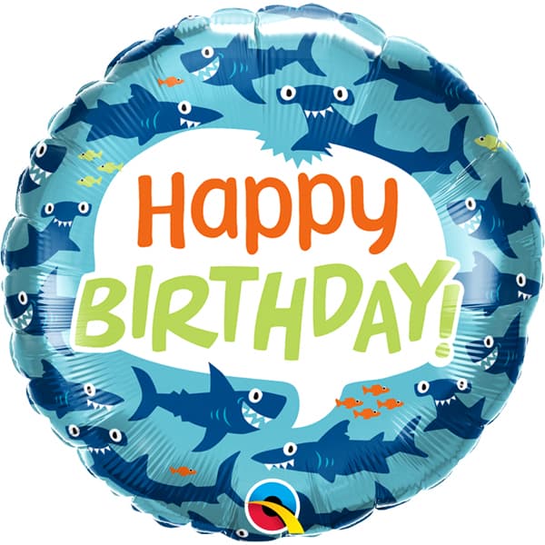18" Happy Birthday Shark Foil Balloons