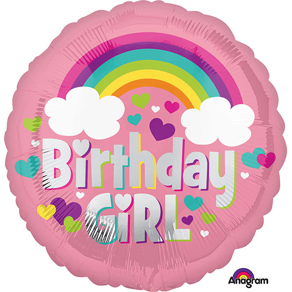 18" Birthday Girl Rainbow Foil Balloon