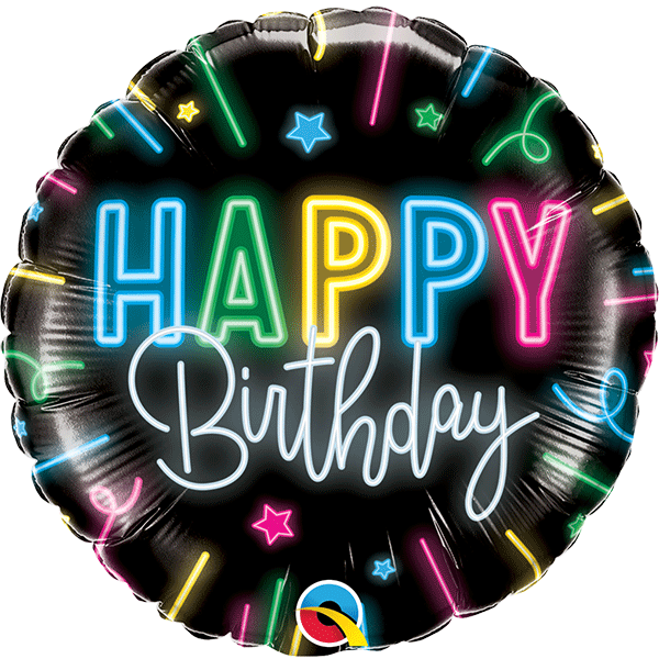 18" Happy Birthday Neon Glow Foil Balloon