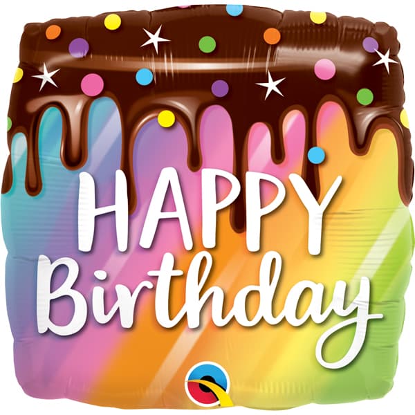 18" Rainbow Drip Cake Birthday Foil Balloon