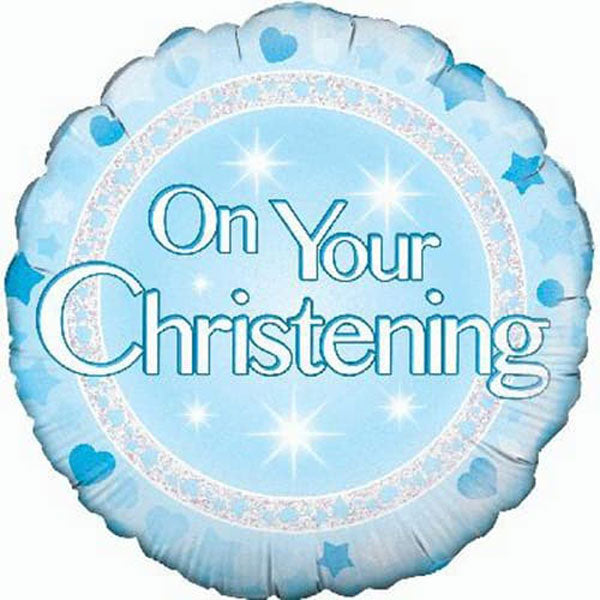 18" Christening Boy Blue Foil Balloon