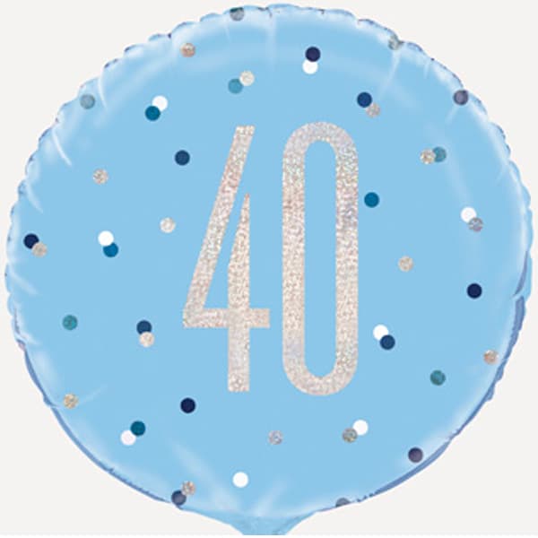 18" Blue Glitz Happy 40th Birthday Foil Balloon