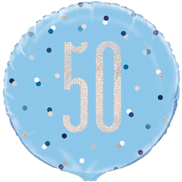 18" Blue Glitz Happy 50th Birthday Foil Balloon