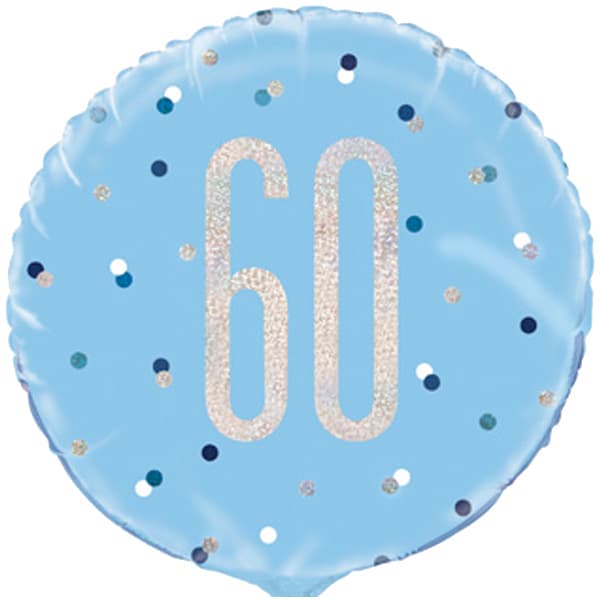 18" Blue Glitz Happy 60th Birthday Foil Balloons