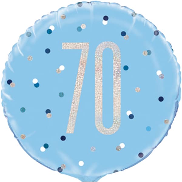 18" Blue Glitz Happy 70th Birthday Foil Balloon