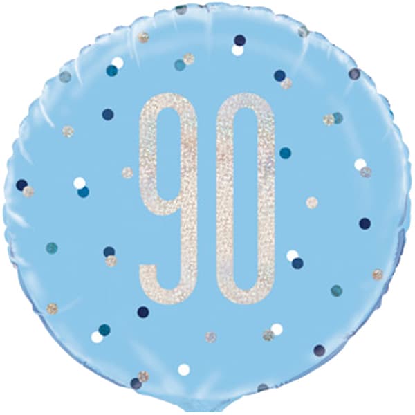18" Blue Glitz Happy 90th Birthday Foil Balloon