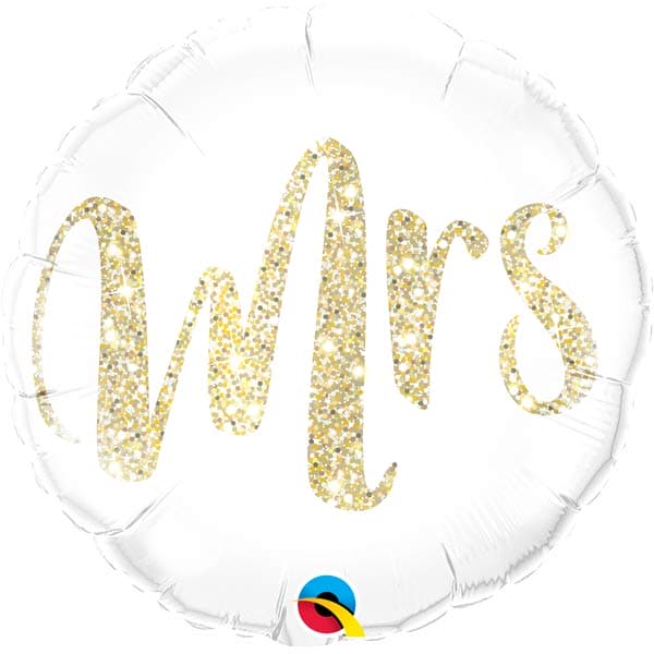 18" Mrs Gold Glitter Foil Balloon