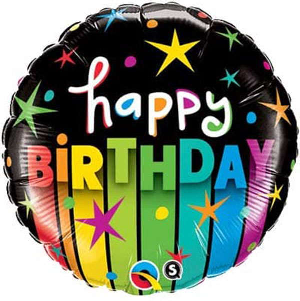 18" Birthday Colourful Stripes Foil Balloon