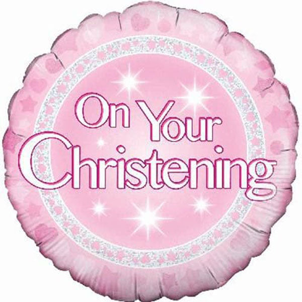18" Christening Girl Pink Foil Balloon