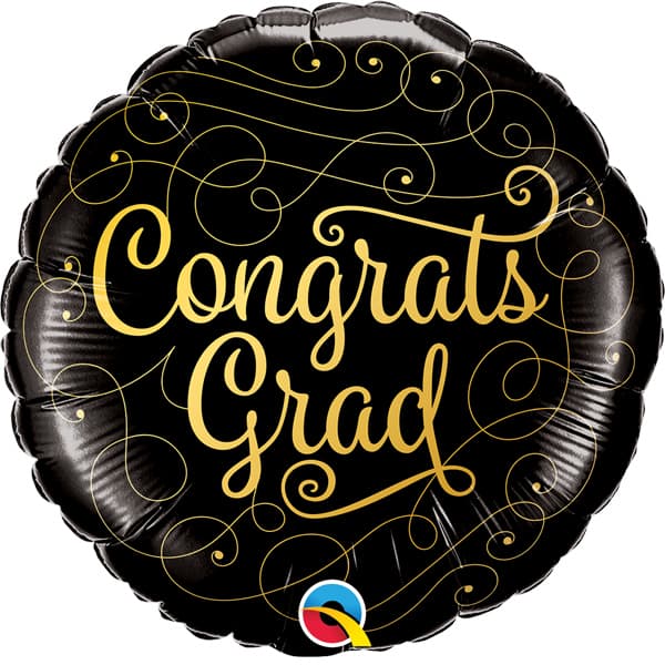 18" Congrats Grad Gold Doodles Foil Balloon